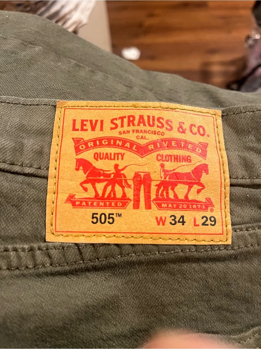 Levi's 505 Straight Leg Pants in Olive Green